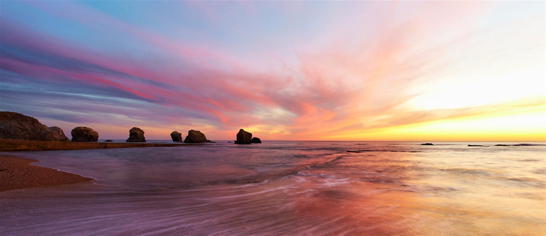 Coucher de soleil sur la palge des 5 Pineaux